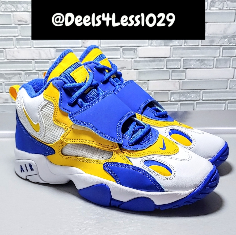 Nike Air Max Speed Turf LA Rams Kids Size 6.5Y/Womens 8 White Royal Yellow - Picture 3 of 7